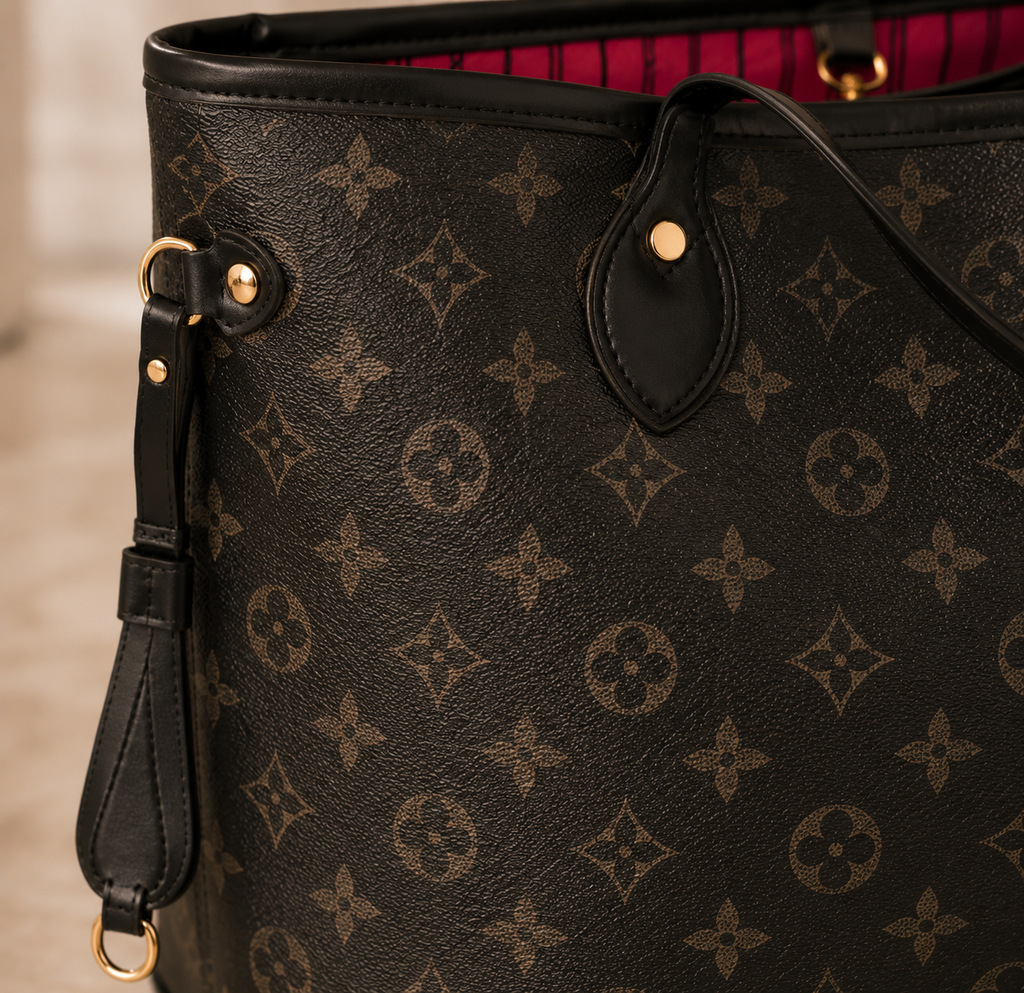 Monogram Carryall Tote Bag | Luxury Inspired Shoulder Bag | Large Everyday Tote | Classic Pattern Handbag | Women’s Travel Purse