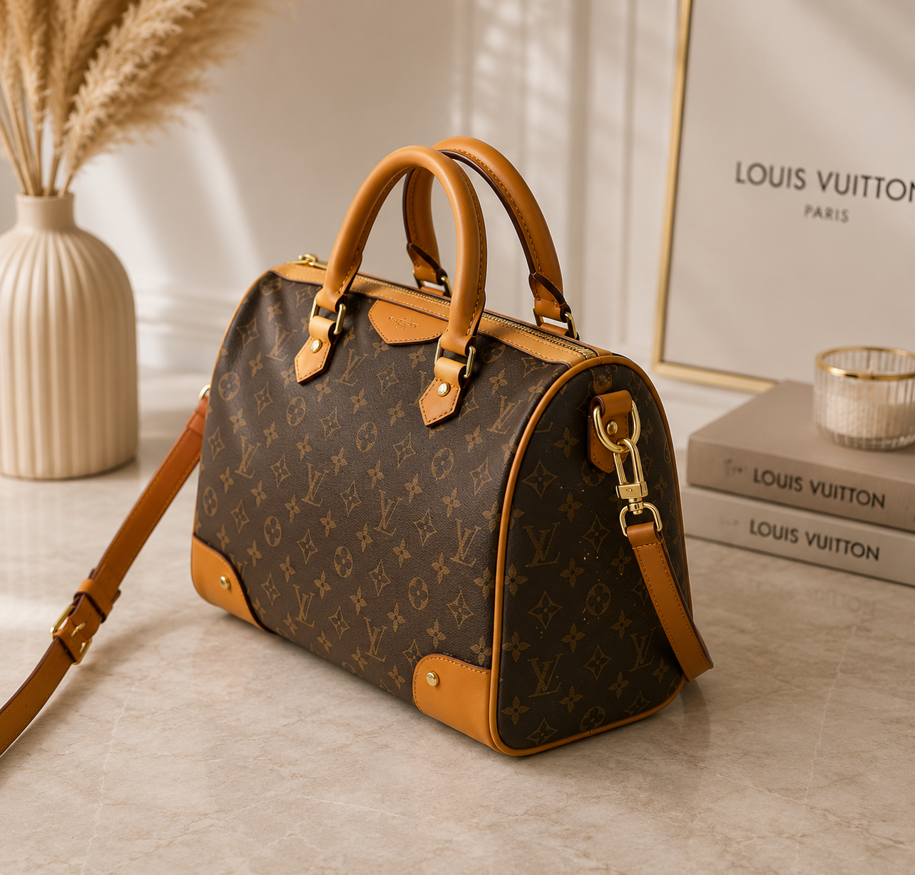 Vintage Monogram Bag | Luxury Inspired Handbag | Classic Brown Pattern Purse | Everyday Shoulder Bag | Timeless Women’s Fashion Bag