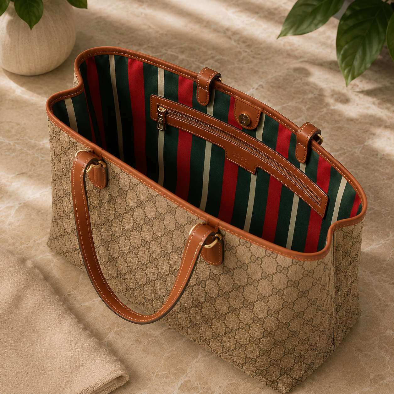 Signature Monogram Tote Bag | Luxury Inspired Shoulder Bag | Large Everyday Carryall Tote | Classic Pattern Handbag | Women’s Travel Purse
