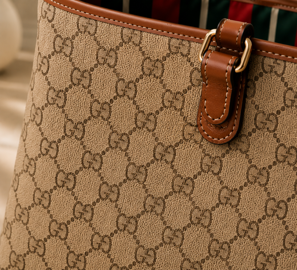 Signature Monogram Tote Bag | Luxury Inspired Shoulder Bag | Large Everyday Carryall Tote | Classic Pattern Handbag | Women’s Travel Purse