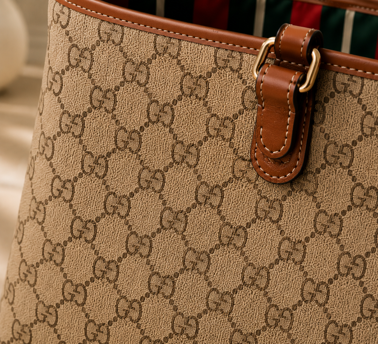Signature Monogram Tote Bag | Luxury Inspired Shoulder Bag | Large Everyday Carryall Tote | Classic Pattern Handbag | Women’s Travel Purse