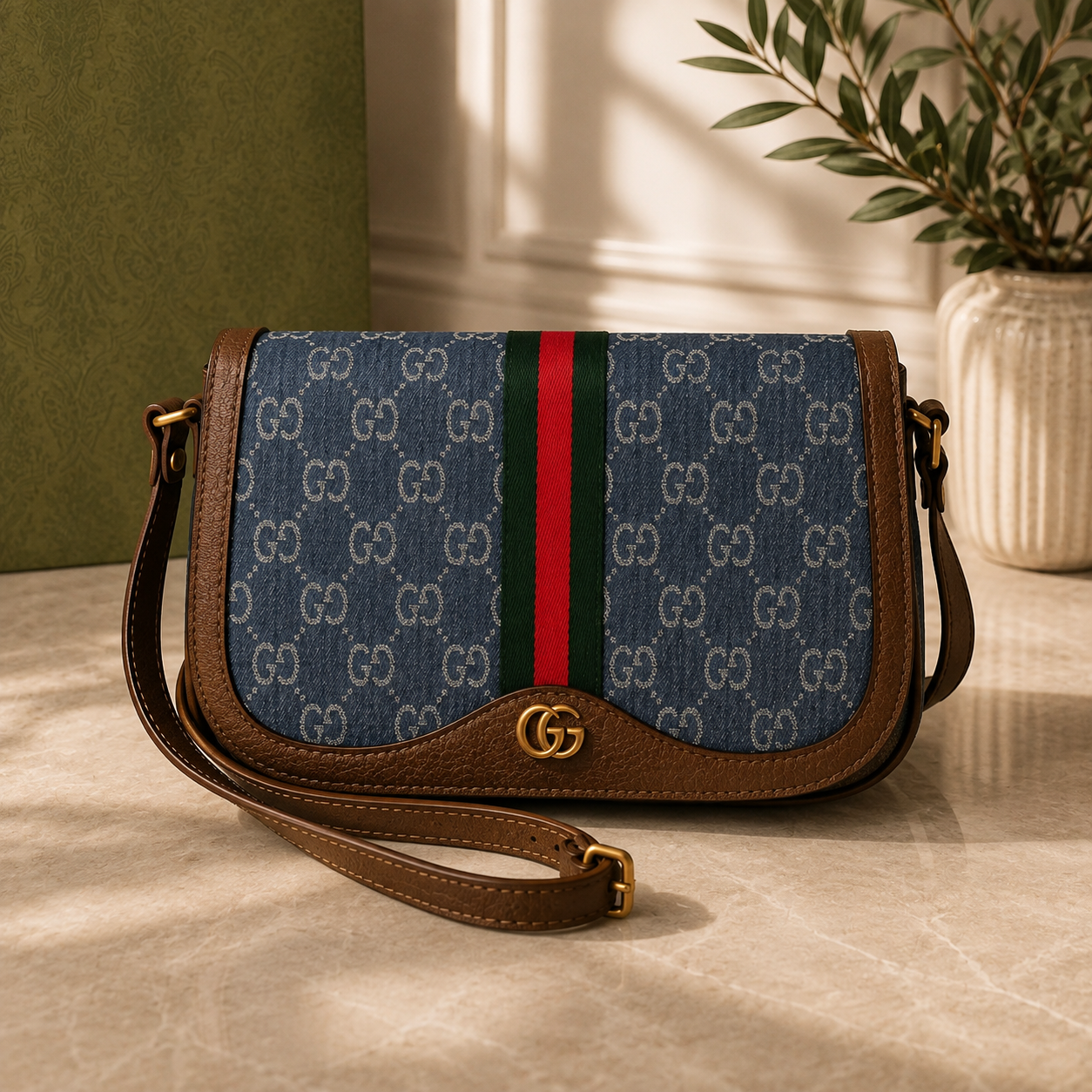 Signature Pattern Crossbody Bag | Luxury Inspired Shoulder Purse | Classic Brown Everyday Bag | Small Travel Handbag | Women’s Crossbody