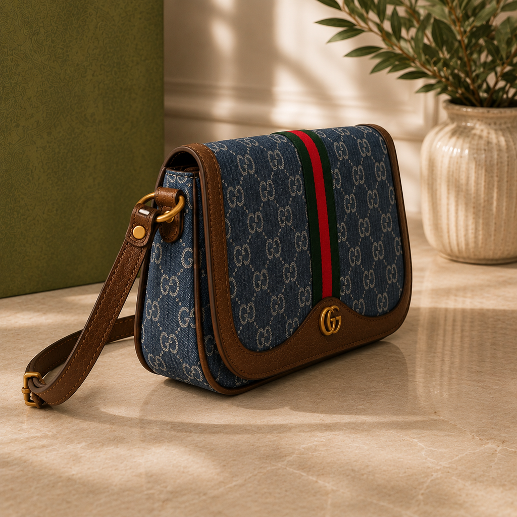 Signature Pattern Crossbody Bag | Luxury Inspired Shoulder Purse | Classic Brown Everyday Bag | Small Travel Handbag | Women’s Crossbody