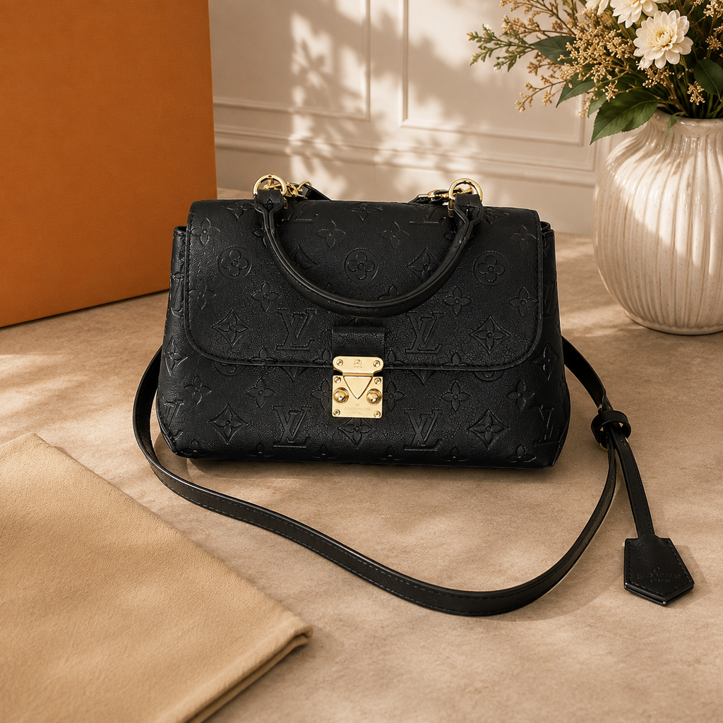 Monogram Crossbody Bag | Luxury Inspired Satchel | Brown Pattern Shoulder Purse | Structured Flap Handbag | Women’s Everyday Bag