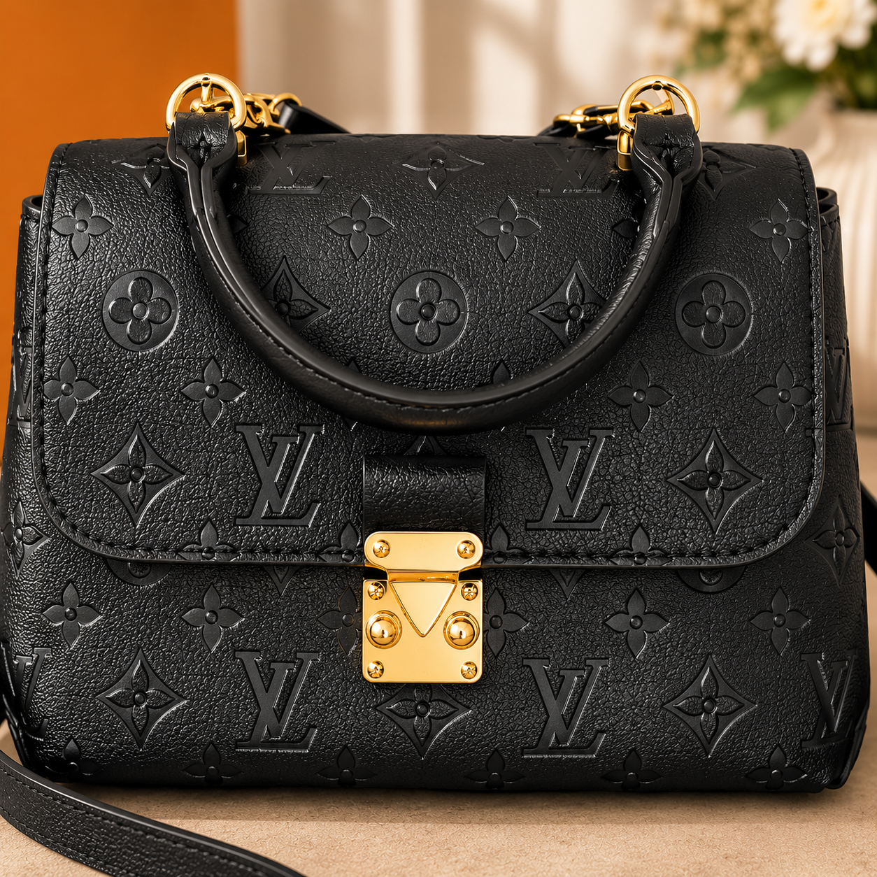 Monogram Crossbody Bag | Luxury Inspired Satchel | Brown Pattern Shoulder Purse | Structured Flap Handbag | Women’s Everyday Bag