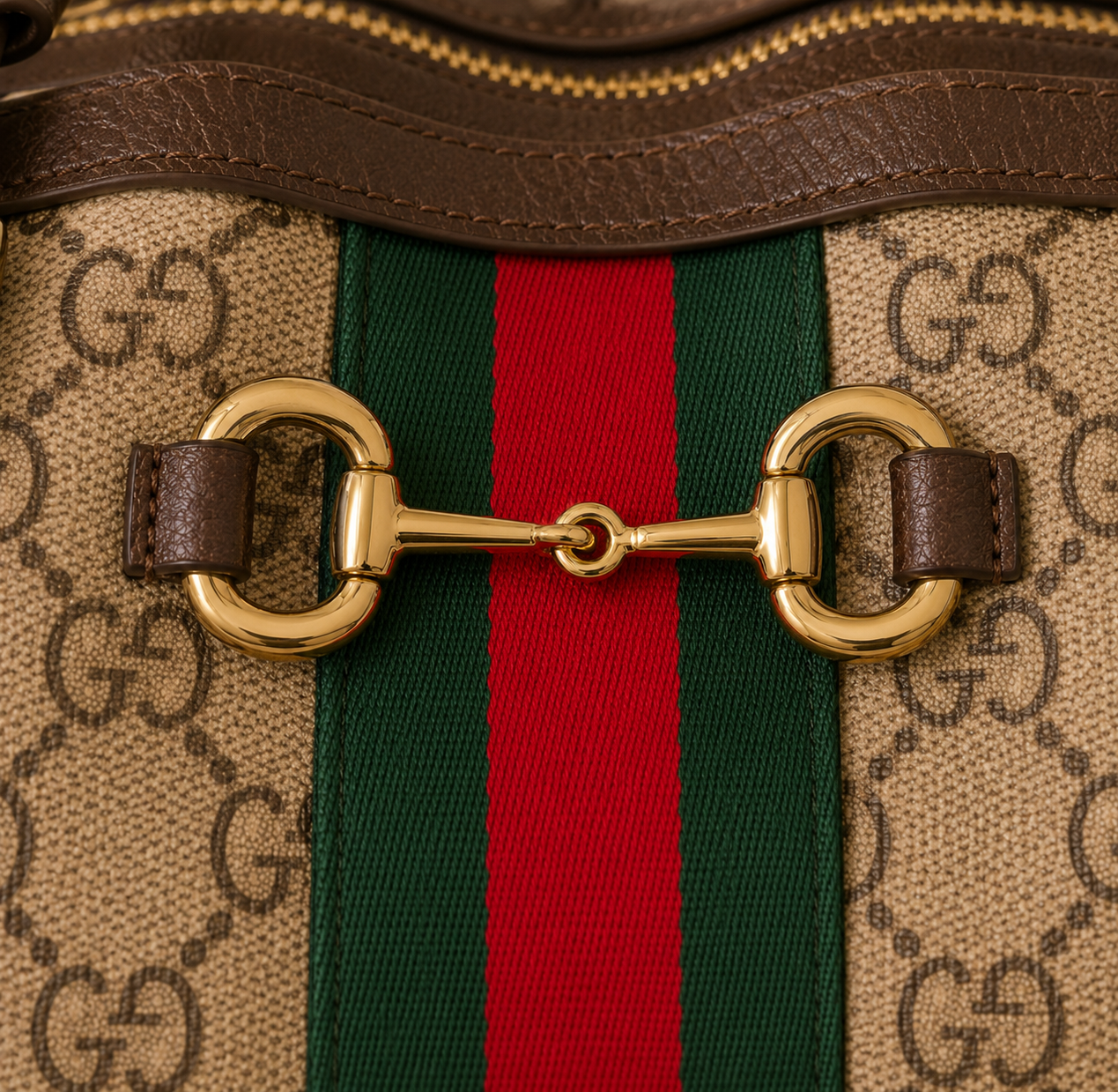 Monogram Duffle Bag | Luxury Inspired Weekender Bag | Brown Travel Bag | Green Red Stripe Carry On | Unisex Overnight Duffle