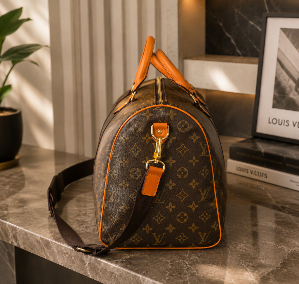 Monogram Duffle Bag | Keepall Style Travel Bag | Luxury Inspired Weekender | Brown Carry On Bag | Unisex Overnight Travel Bag
