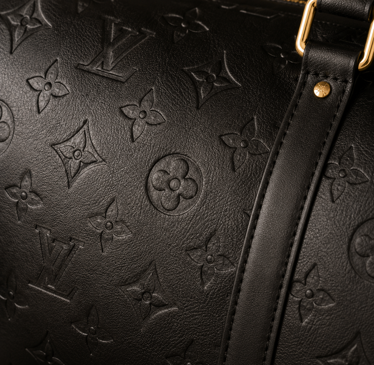 Monogram Shadow Duffle Bag | Black Embossed Travel Weekender | Luxury-Inspired Carry-On Bag | Overnight & Gym Duffle