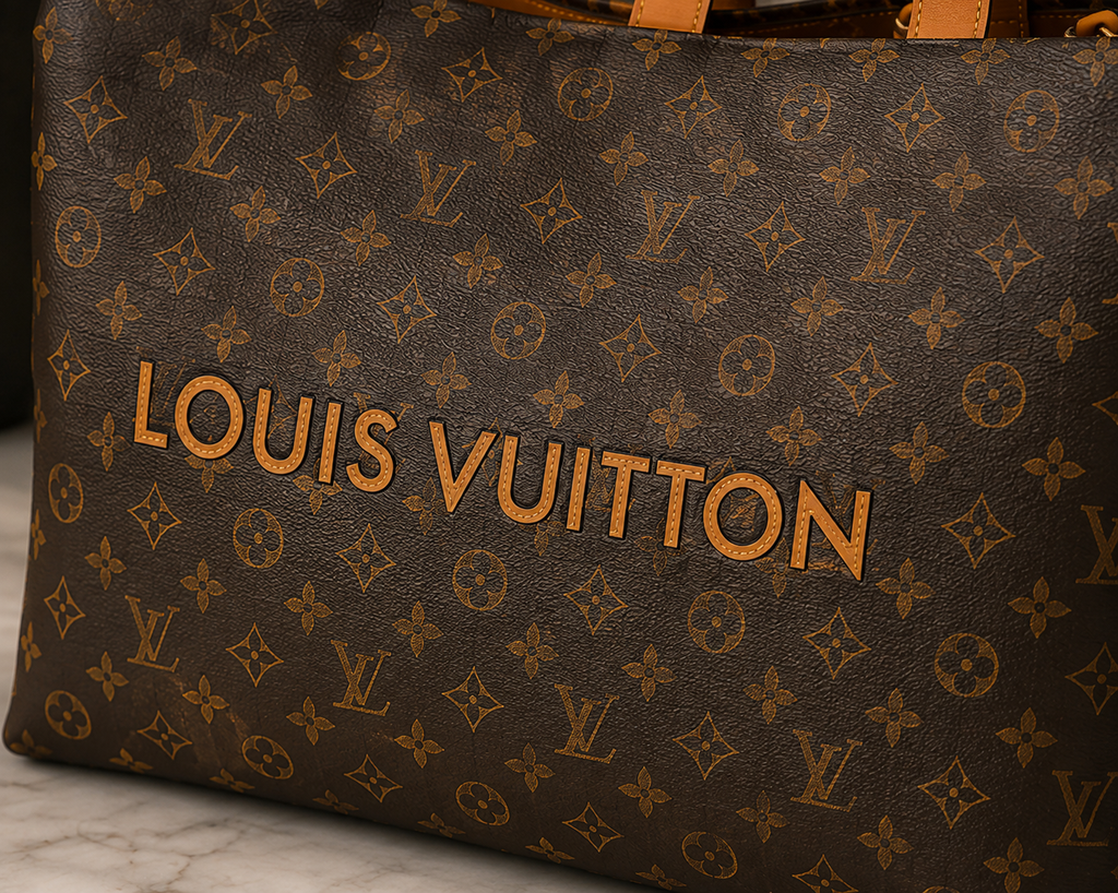 Large Monogram Tote Bag | Luxury Inspired Carryall | Oversized Everyday Shoulder Bag | Classic Pattern Travel Tote | Women’s Handbag