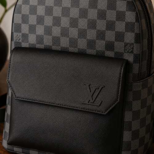 Checkered Pattern Backpack | Luxury Inspired Travel Bag | Black Gray Backpack | Unisex Everyday Backpack | Stylish Carry On Bag