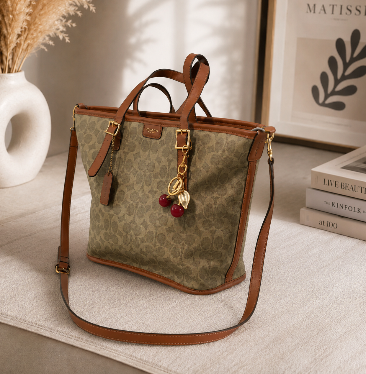 Signature Pattern Tote Bag | Luxury Inspired Shoulder Bag | Everyday Carryall Purse | Classic Monogram Style Handbag | Women’s Tote