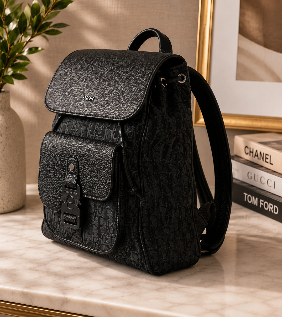 Jacquard Pattern Backpack | Luxury Inspired Backpack | Classic Woven Travel Bag | Unisex Everyday Backpack | Stylish Carry On Bag