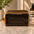 Monogram Toiletry Bag | Luxury Inspired Travel Pouch | Brown Pattern Cosmetic Organizer | Unisex Toiletry Case | Travel Essentials Bag
