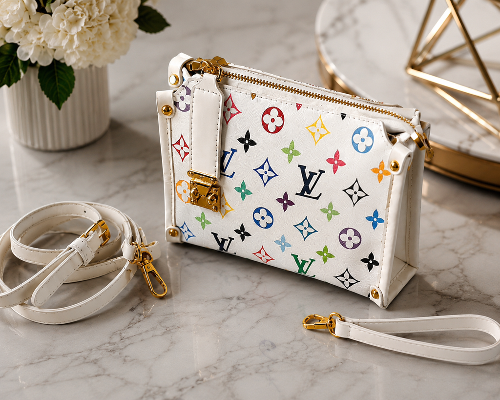 Multicolor Monogram Pouch Bag | Luxury Inspired Crossbody Purse | Colorful Pattern Shoulder Bag | Small Women’s Handbag | Trendy Everyday Bag