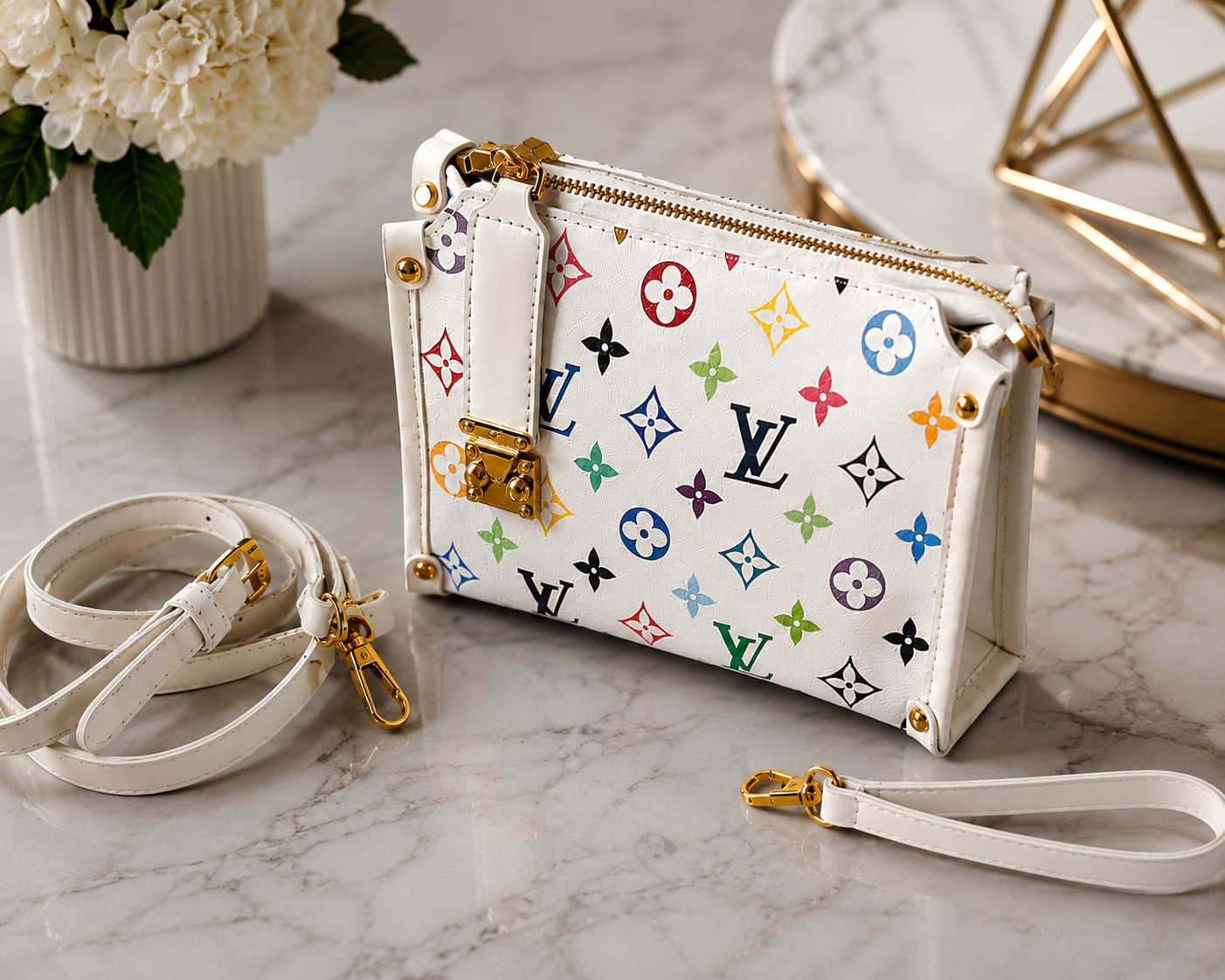 Multicolor Monogram Pouch Bag | Luxury Inspired Crossbody Purse | Colorful Pattern Shoulder Bag | Small Women’s Handbag | Trendy Everyday Bag