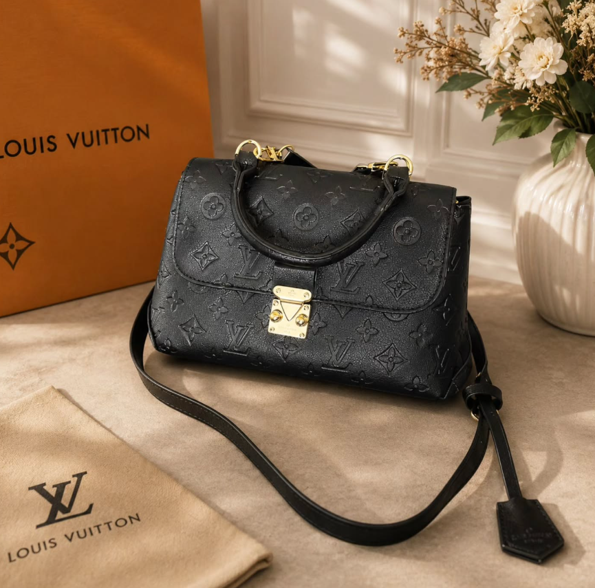 Monogram Crossbody Bag | Luxury Inspired Satchel | Brown Pattern Shoulder Purse | Structured Flap Handbag | Women’s Everyday Bag