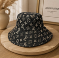 Denim Monogram Bucket Hat | Luxury Inspired Sun Hat | Blue Pattern Bucket Hat | Unisex Streetwear Hat | Trendy Fashion Accessory