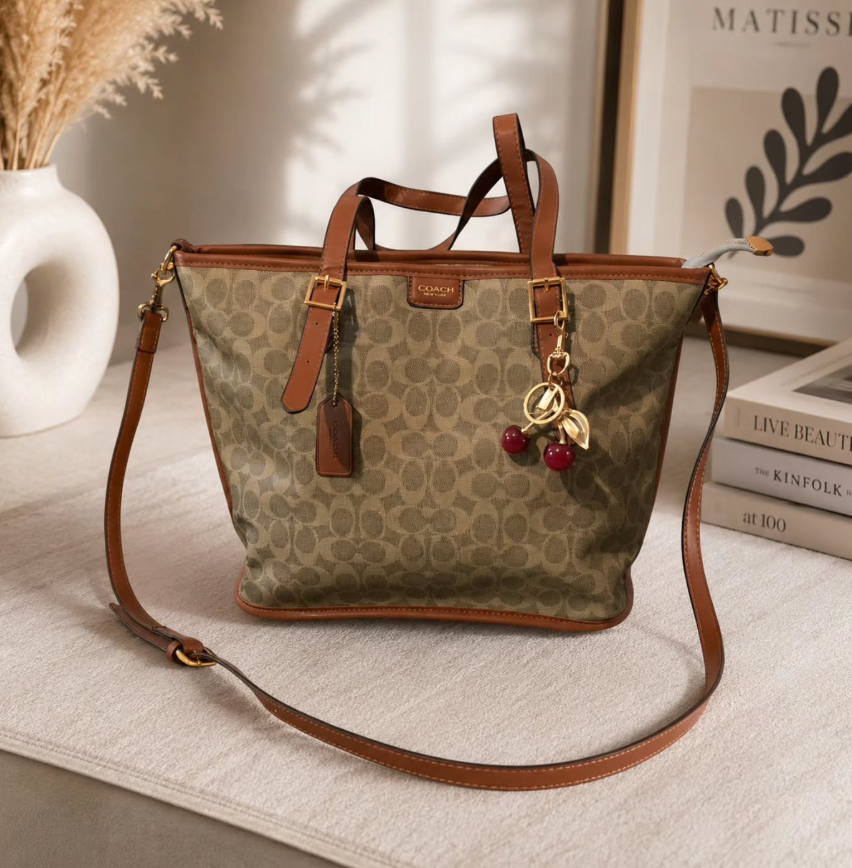 Signature Pattern Tote Bag | Luxury Inspired Shoulder Bag | Everyday Carryall Purse | Classic Monogram Style Handbag | Women’s Tote