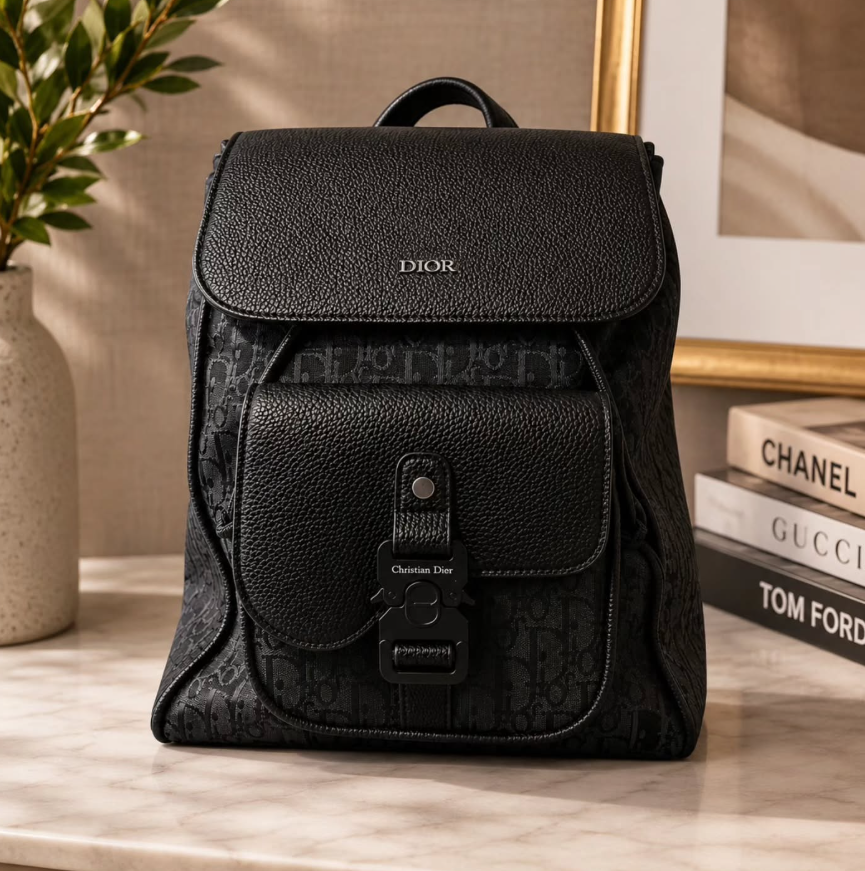 Jacquard Pattern Backpack | Luxury Inspired Backpack | Classic Woven Travel Bag | Unisex Everyday Backpack | Stylish Carry On Bag