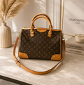 Vintage Monogram Bag | Luxury Inspired Handbag | Classic Brown Pattern Purse | Everyday Shoulder Bag | Timeless Women’s Fashion Bag